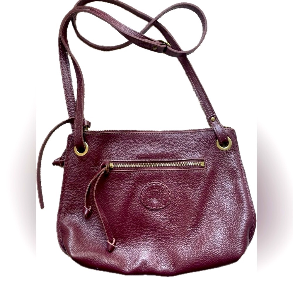 Roots Edie Burgundy Leather Crossbody Bag